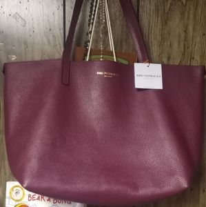 Brunomagli Leather Everything Tote In Berry Berry